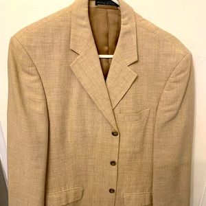 Mens fall nice linen sportcoat 44S cream/tan color fall at the beach